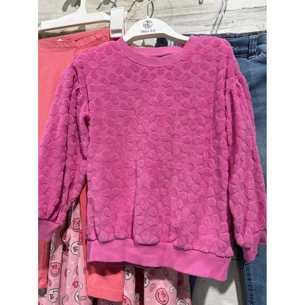 TEA MILA & Rose Jumping Bean Old Navy Girls Size 5 Pink Smiley Floral Bundle EUC